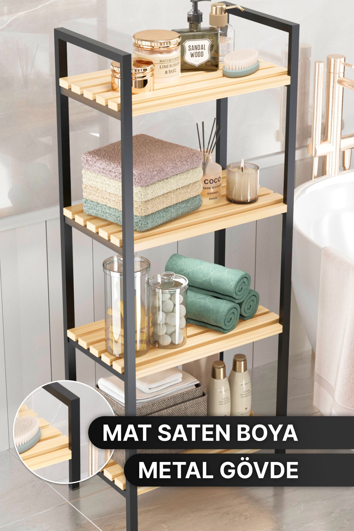 Banyo Düzenleyici Mutfak Rafı Banyo Dolabı Çok Amaçlı Dolap 4 Katlı Metal Mutfak Düzenleyici